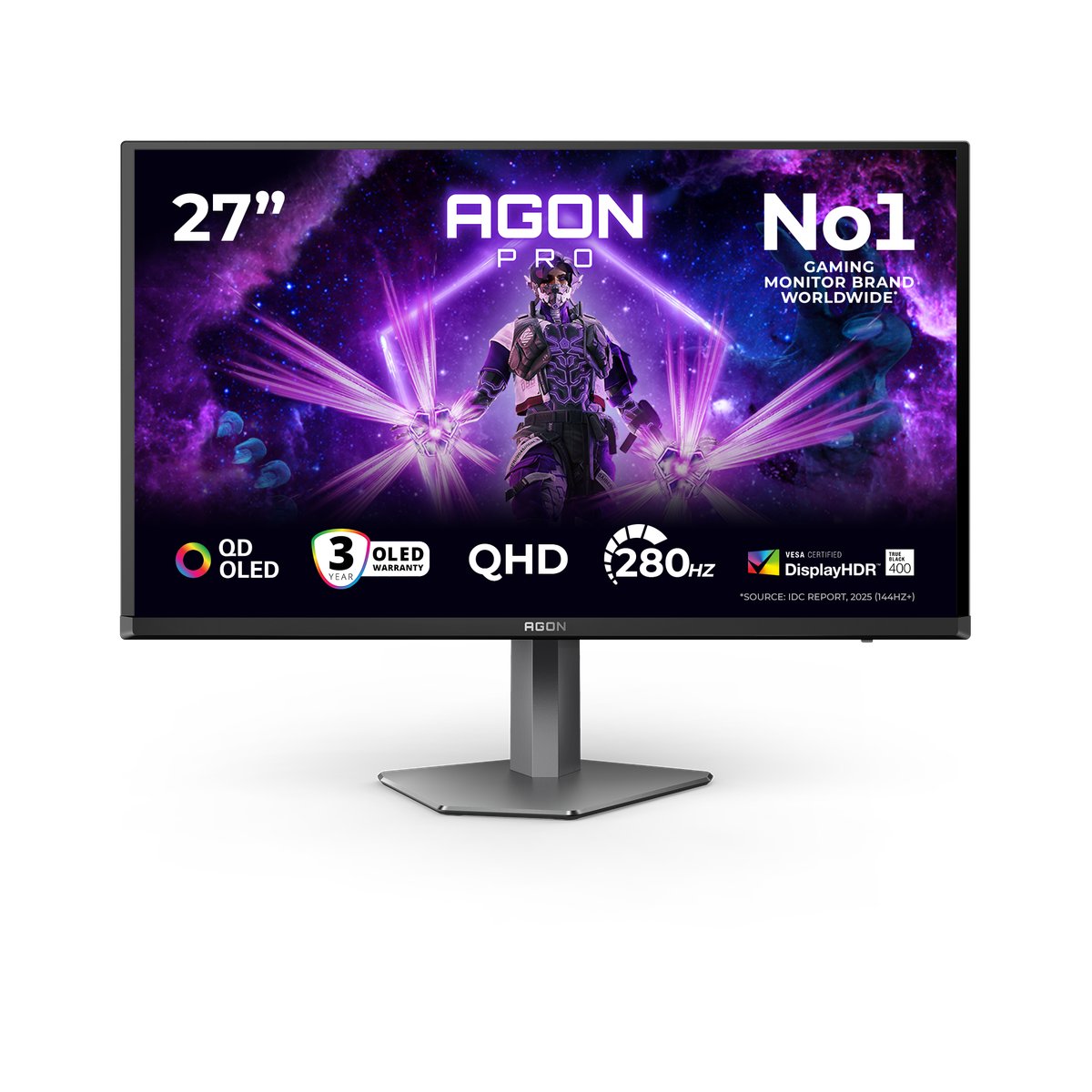 AOC AG276QZD2 AGON|27 inch OLED QHD 2560x1440 240Hz|0.03ms| 450nits|HDMI DP| Speakers|Ergo Stand|Pivot|Swivel|2YR Warranty