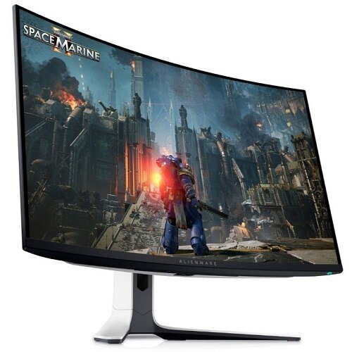 Dell Alienware AW3225QF - (32) (3840x2160) 4K UHD QD-OLED Curved Gaming Monitor / 16:9 / 1x DP 1.4 (HDCP 1.4 & 2.3) / 2x HDMI 2.1 (HDCP 1.4 & 2.3) / 1x USB 3.2 Gen 1 (5 Gbps) Type-B upstream port / 2x USB 3.2 Gen 1 (5 Gbps) Type-A downstream ports / 1x USB 3.2 Gen 1 (5 Gbps) Type-C downstream port which supports BC1.2 power-charging / 1x USB 3.2 Gen 1 (5 Gbps) Type-A downstream port / 3840 x 2160 at 240Hz (DSC enabled and visually lossless) / 0.03ms (gray-to-gray min.) / NVIDIA® G-SYNC® / VESA AdaptiveSync Display / AlienFX Lighting / Height-Adjust / Tilt / Swivel / VESA