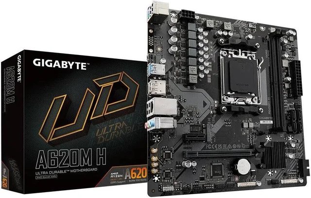GIGABYTE AMD A620 Chipset for AMD AM5; 2x Dual DDR5; 1x M2; HDMI; DP; mATX.