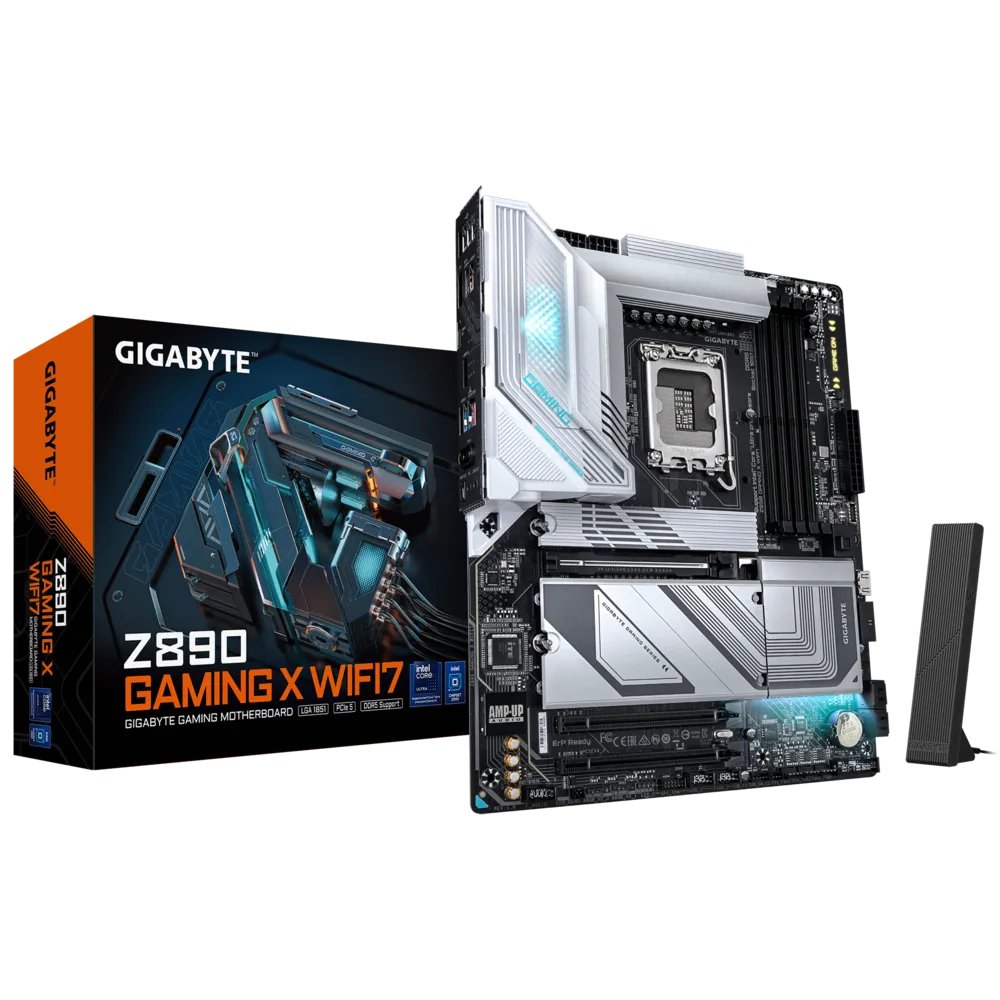 GIGABYTE Intel® Z890 Chipset for LGA 1851; 4x DDR5; 4x M2; USB4® USB Type-C®/DP/HDMI (Front); ATX.
