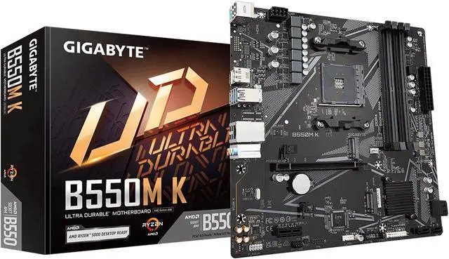 GIGABYTE AMD B550 Chipset for AMD AM4; 4x Dual DDR4; 2x M2; HDMI; DP; mATX