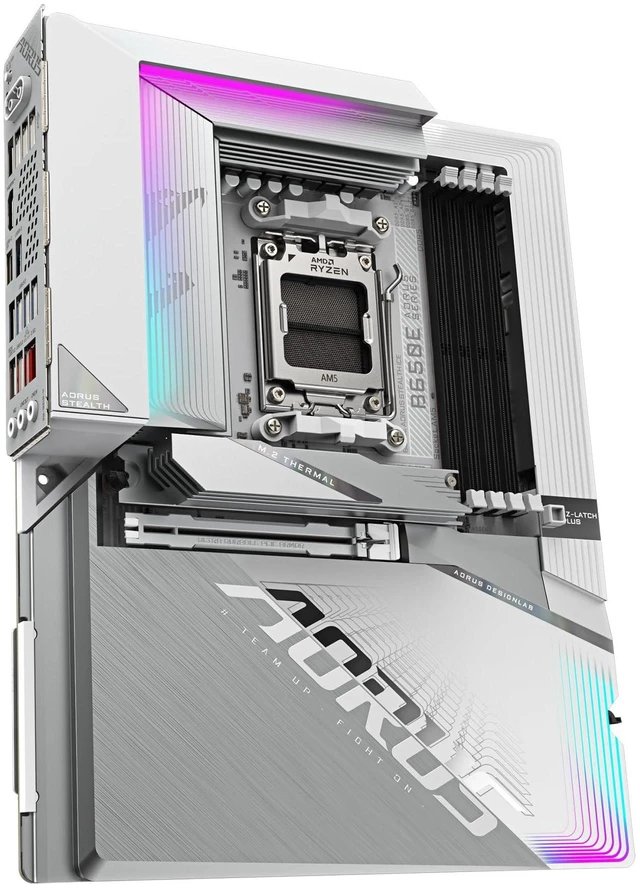 GIGABYTE Motherboard AMD B650 Aorus Stealth Chipset for AMD AM5; 4x DDR5; 3x M2; HDMI/DP/USB Type-C®; ATX.