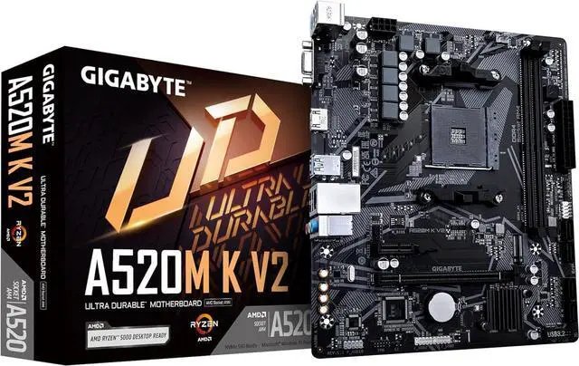 GIGABYTE AMD A520M-K for 3rd/4th/5th Generation AMD Ryzen™ processors; 2x Dual DDR4; 1x M2; HDMI; VGA