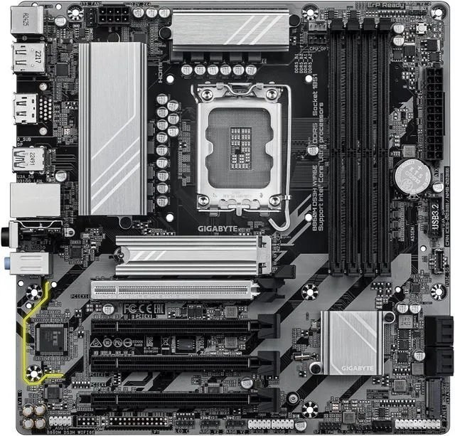 GIGABYTE Intel® B860 Chipset for LGA 1851; 4x DDR5; 2x M2; HDMI/2xDP; mATX.