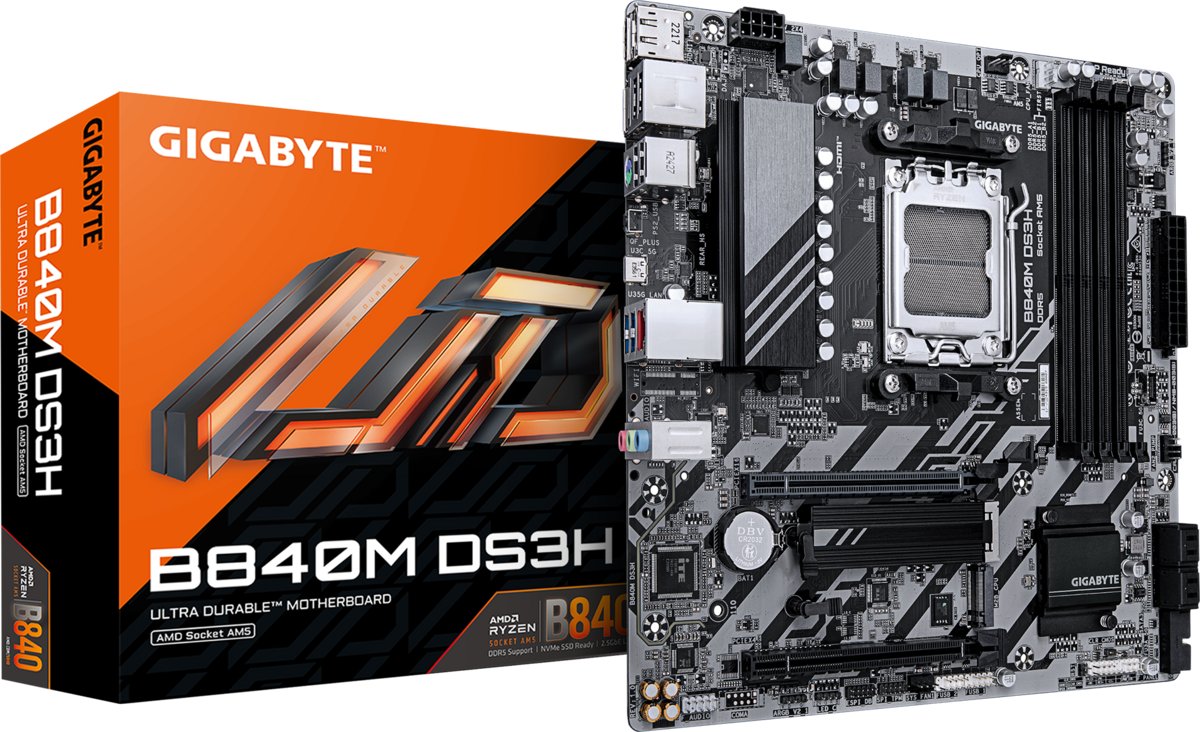 Gigabyte B840M DS3H - 4x DDR5, 2x M.2, AM5, mATX