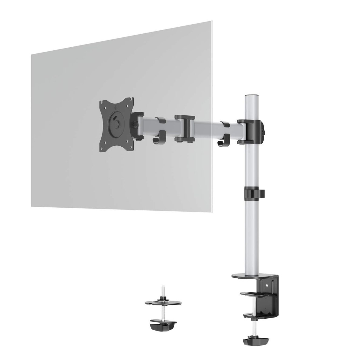 Durable Monitor Mount Select For 1 Screen: Desk Clamp Silver
