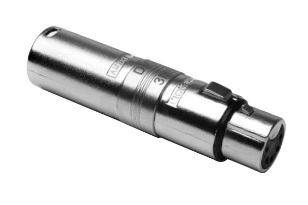 Amphenol XLR 3pin male to 5pin female adapter, Pre-wired, Metal