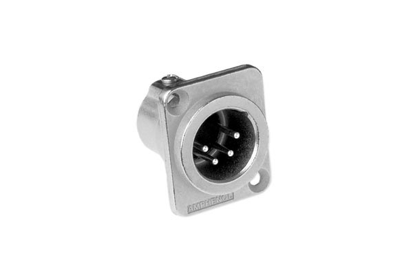 Amphenol Male XLR 4 Chassis, Machined contacts, Nickel finish