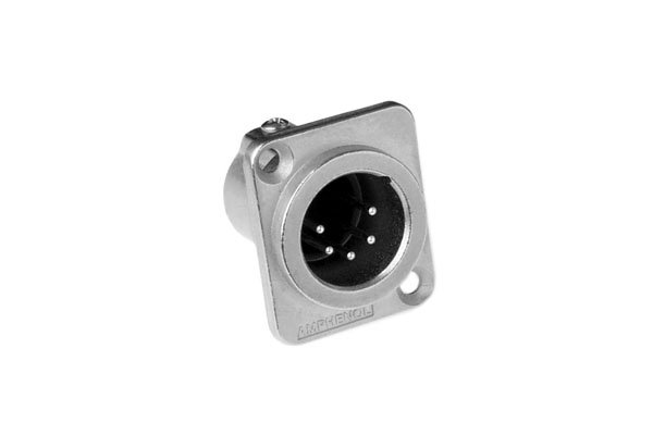 Amphenol Male XLR 5 Chassis, Machined contacts, Nickel finish