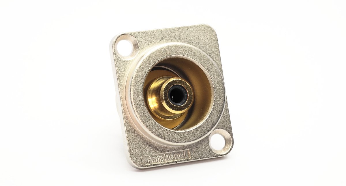 Amphenol RCA, chassis mount, gold plated contacts,black insulator