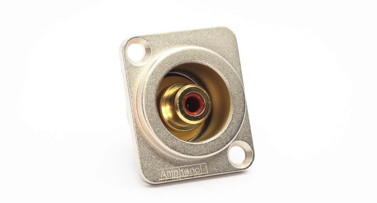 Amphenol RCA, chassis mount, gold plated contacts,red insulator