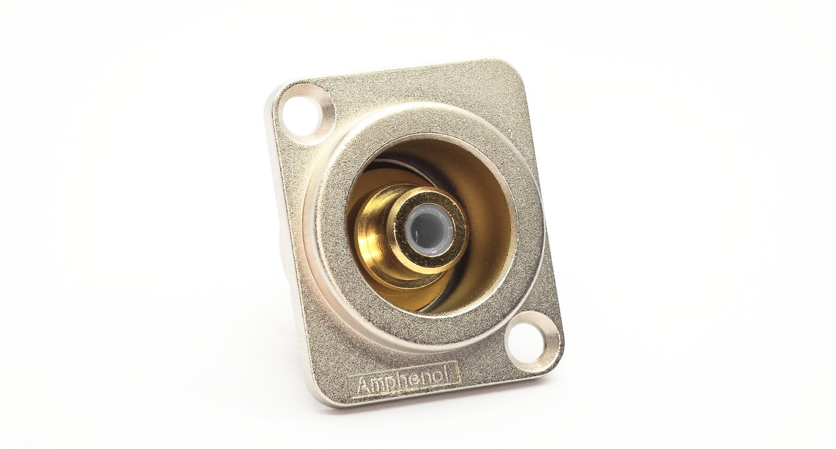 Amphenol RCA, chassis mount, gold plated contacts,white insulator