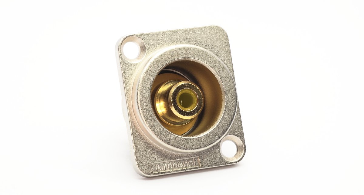 Amphenol RCA, chassis mount, gold plated contacts,yellow insulator