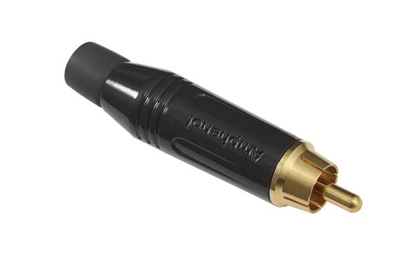 Amphenol RCA male, inline, gold plated contact, black