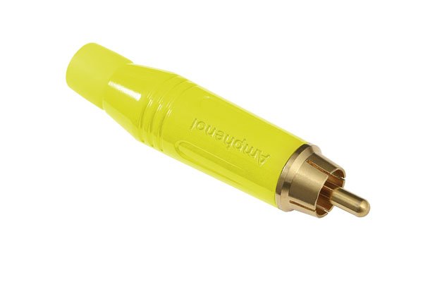 Amphenol RCA male, inline, gold plated contact, yellow