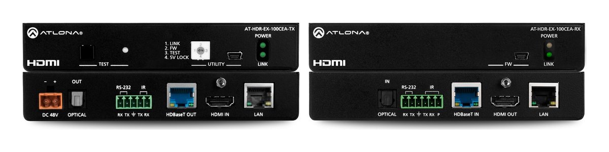 Atlona 4K HDR Transmitter and Receiver Set w/IR, RS-232, Ethernet, and PoE