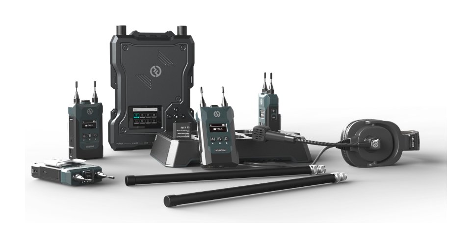 Hollyland Solidcom M1-4BP Full-Duplex Wireless Intercom Solution - Station with 4 Beltpacks and LEMO Headsets (1.9 GHz)