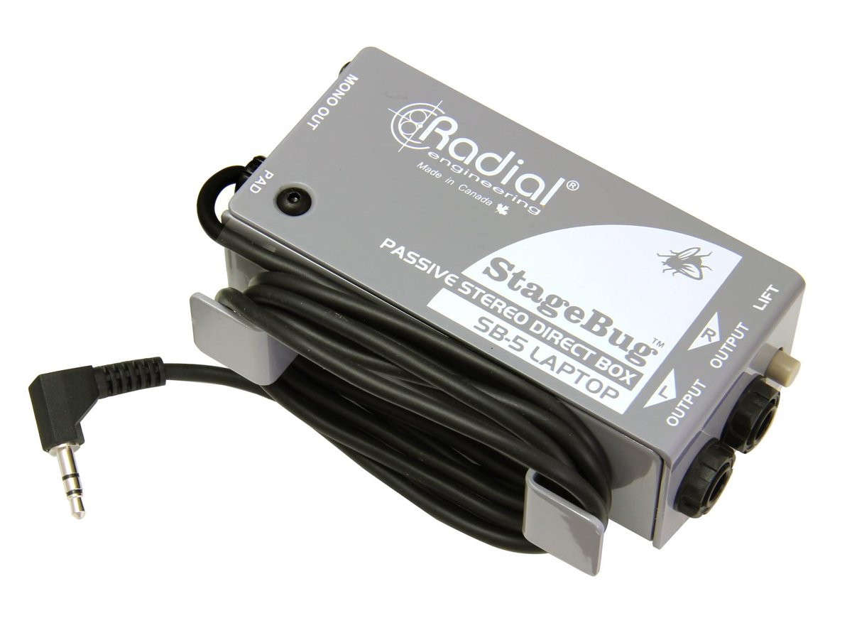 Radial Engineering Radial StageBug SB-5 Laptop Compact stereo DI for computers w/ attached cable, stereo or mono out