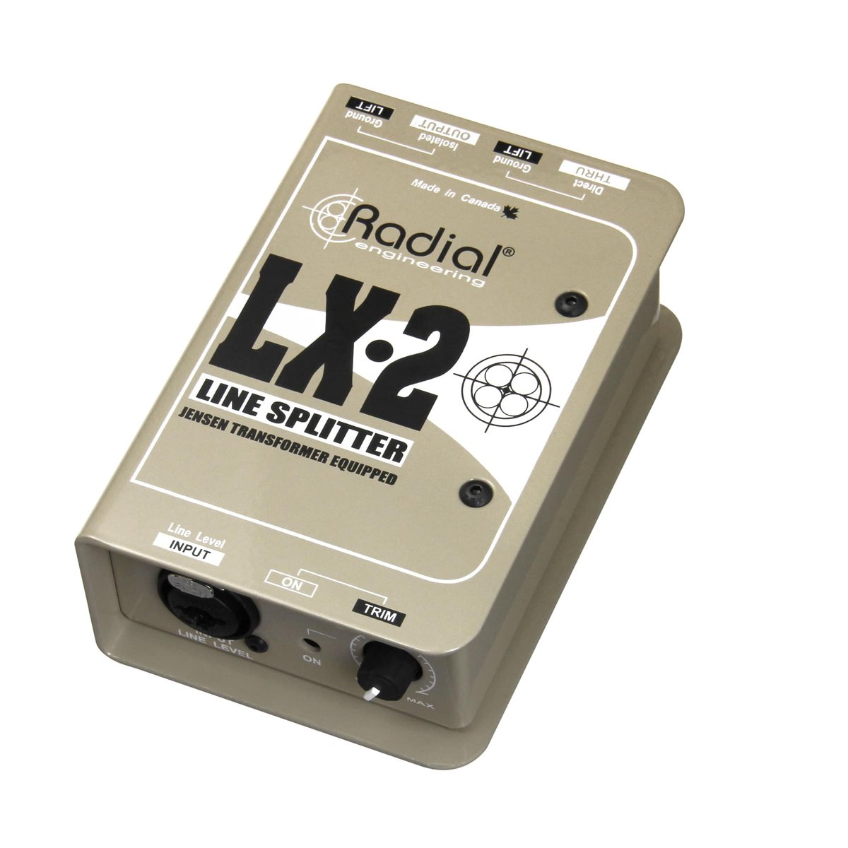 Radial Engineering Radial LX2 Line splitter, passive, 1 input, 1 direct out & 1 Jensen Iso output with trim