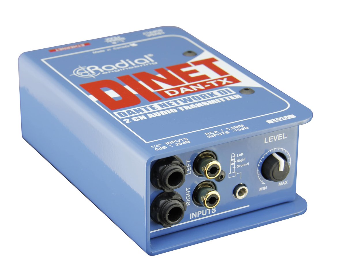 Radial Engineering Radial DiNet Dan-TX Dante network transmitter, stereo DI inputs and digital out