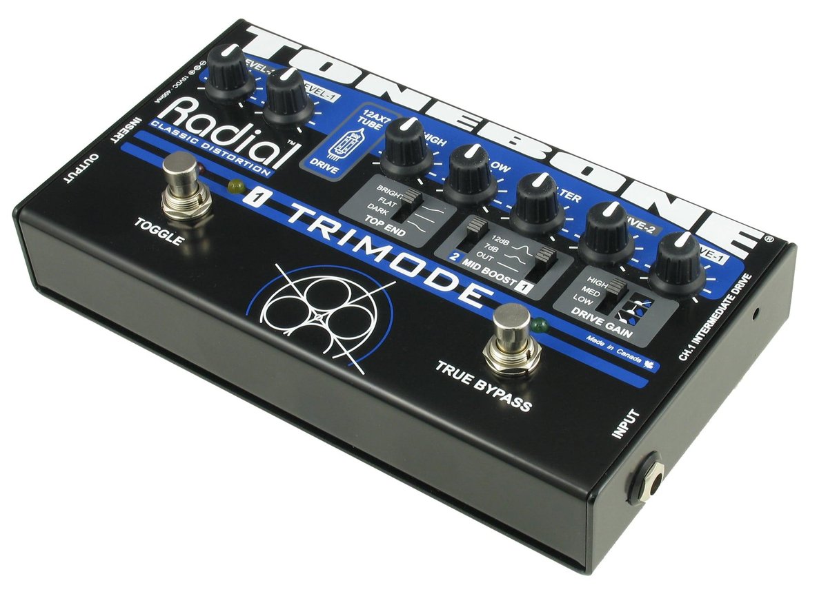 Radial Engineering Radial Tonebone Trimode Tube distortion, 12AX7 equipped 'clean-rhythm-lead' modes. PSU included