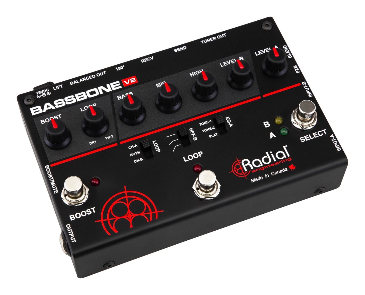 Radial Engineering Radial Bassbone V2 Bass preamp, dual input w/EQ, power boost, FX loop & built-in Radial DI