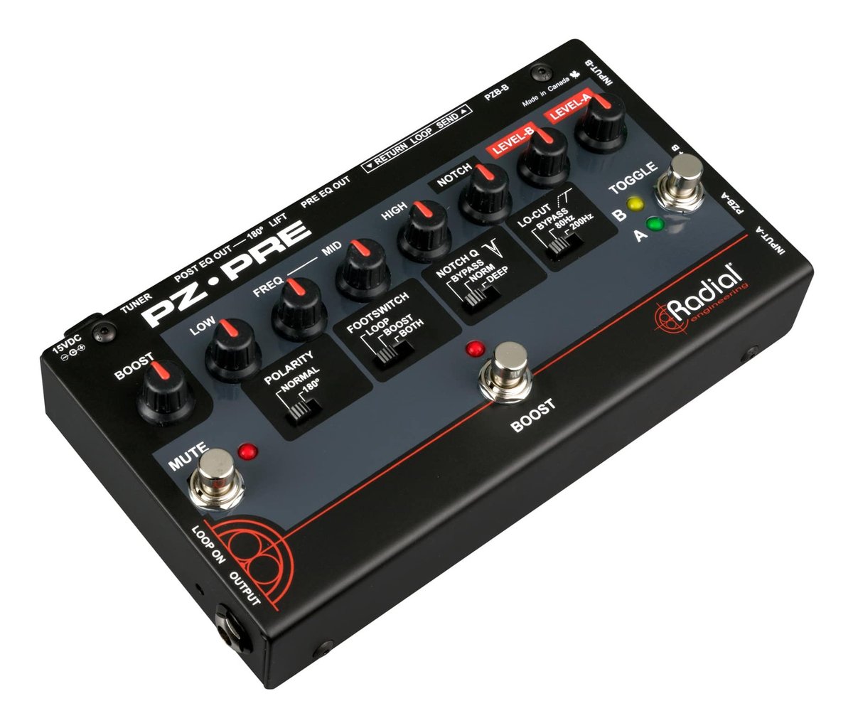 Radial Engineering Radial PZ-Pre Acoustic instrument preamp, dual input w/ EQ, notch filter and Radial DI
