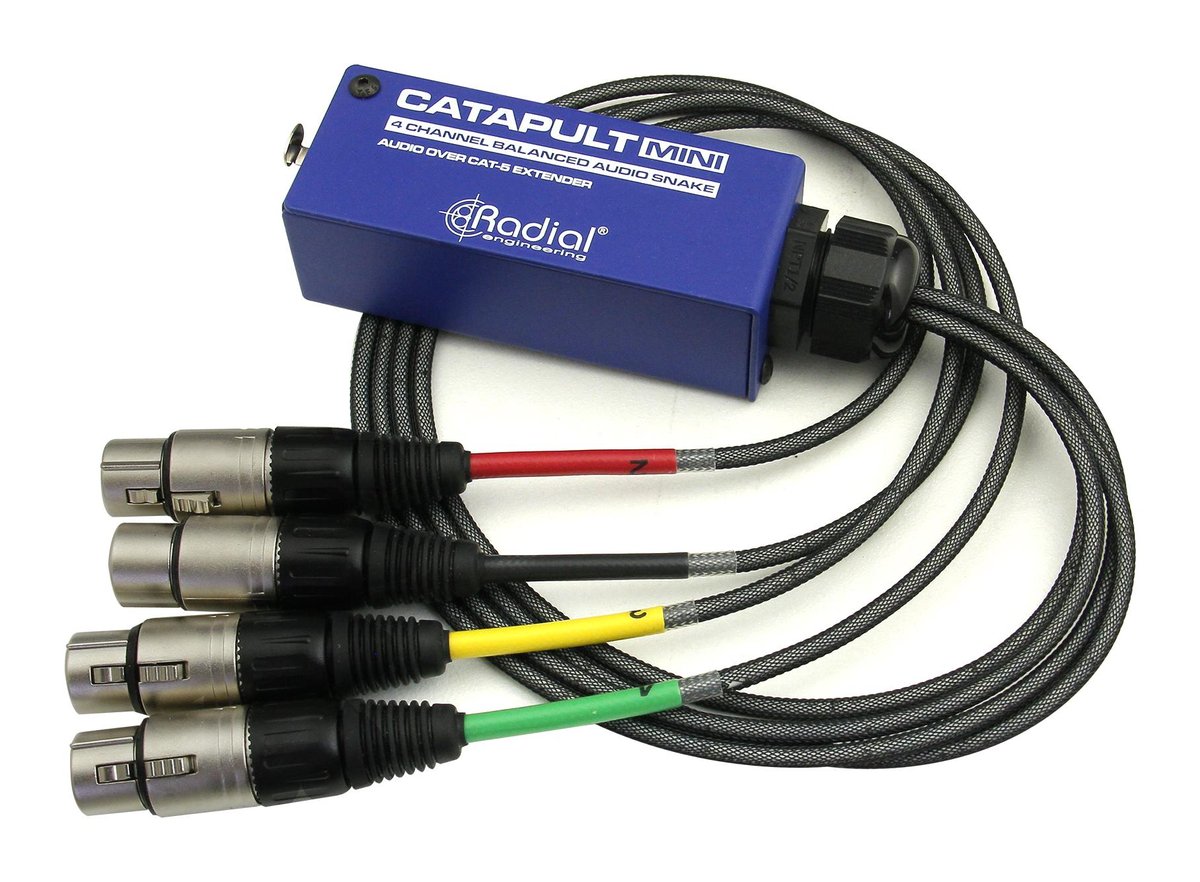 Radial Engineering Radial Catapult MINI TX 4ch cat-5 mini breakout box to XLR-F tails, uses shielded cat-5