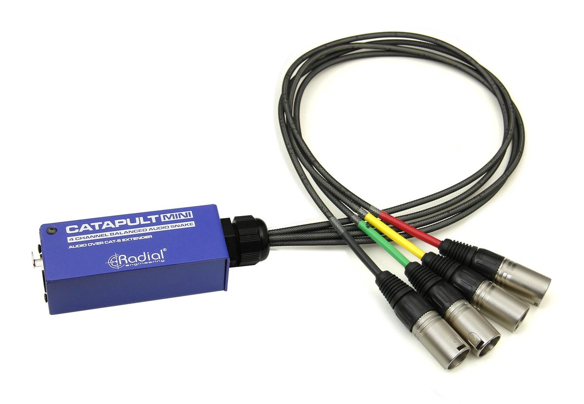 Radial Engineering Radial Catapult MINI RX 4ch cat-5 mini breakout box to XLR-M tails, uses shielded cat-5