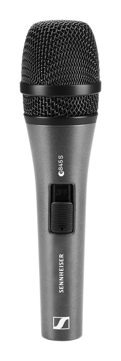 Sennheiser E 845-S Dynamic Super Cardioid Microphone, XLR-3M, Microphone Clamp MZQ 800, Pouch
