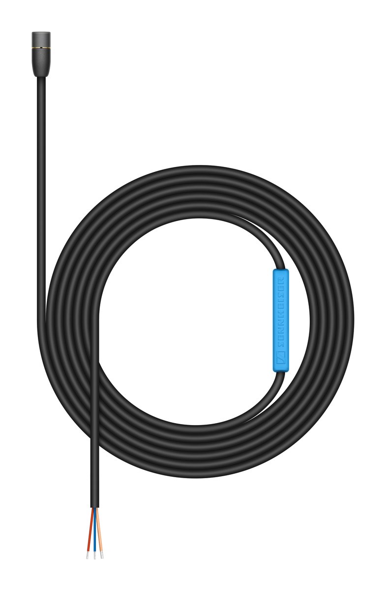 Sennheiser MKE 2-5 GOLD-C Omni-directional Lapel Microphone, With Open-ended 4m Cable, Black