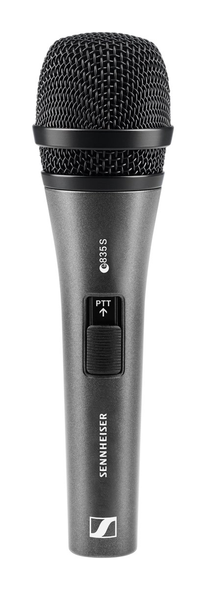 Sennheiser E 835-S-PTT Dynamic Cardiod Microphone, With Push to Talk