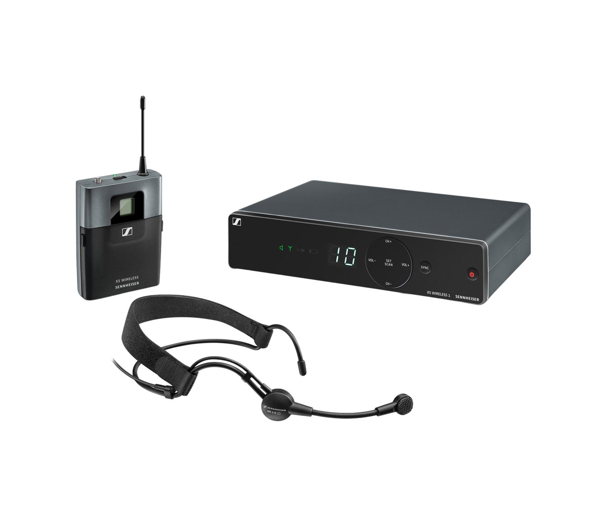 Sennheiser XSW 1-ME3-B Wireless Headmic Set, 10 Ch UHF, 614-638MHz
