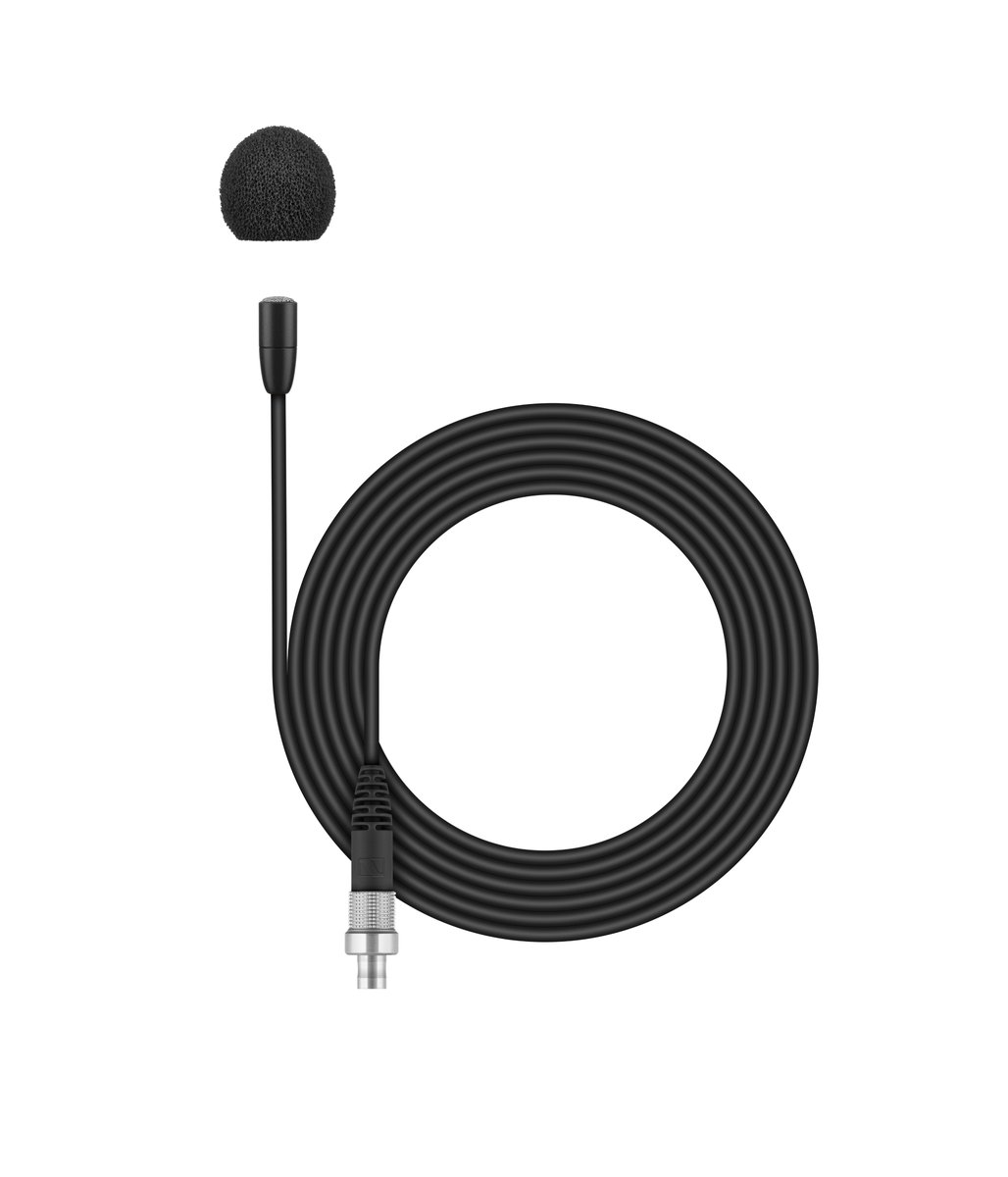 Sennheiser MKE Essential Omni-Black 3-Pin Lavalier Microphone, Omni-directional, Black, 1.6m Cable