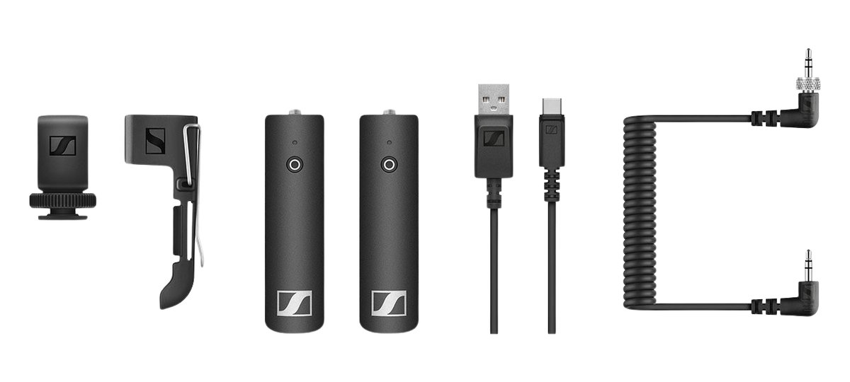 Sennheiser XSW-D Portable Base Set, Mini Jack RX, Mini Jack TX, Belt-clip, Hotshoe Mount, USB Cable