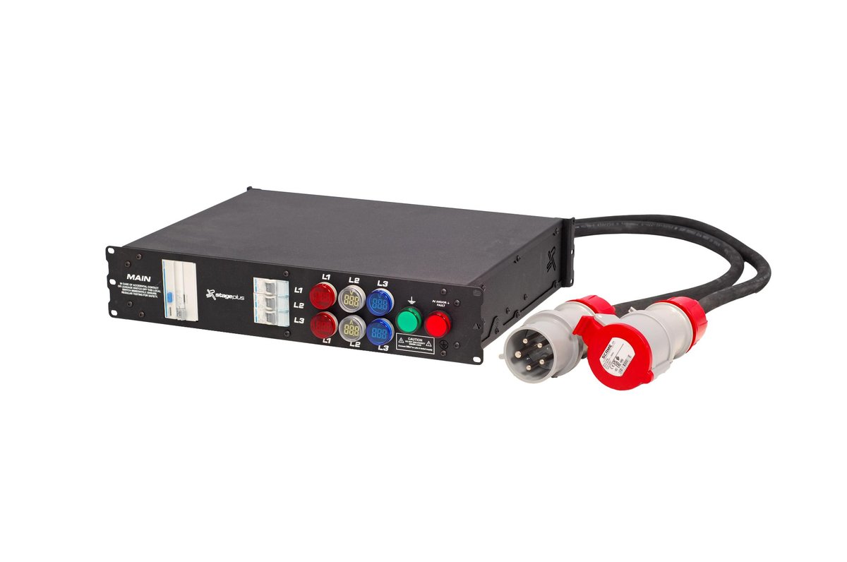 Stage Plus Rack Power 2U - 32A Input - Powercon x 6 Output - Indicators - 3Phase - 2U