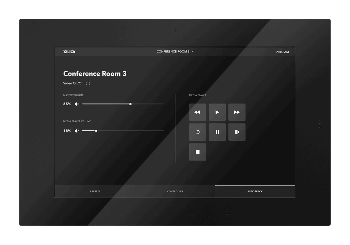 Xilica Premium 8" edge-to-edge glass capacitive touchscreen with PoE.
