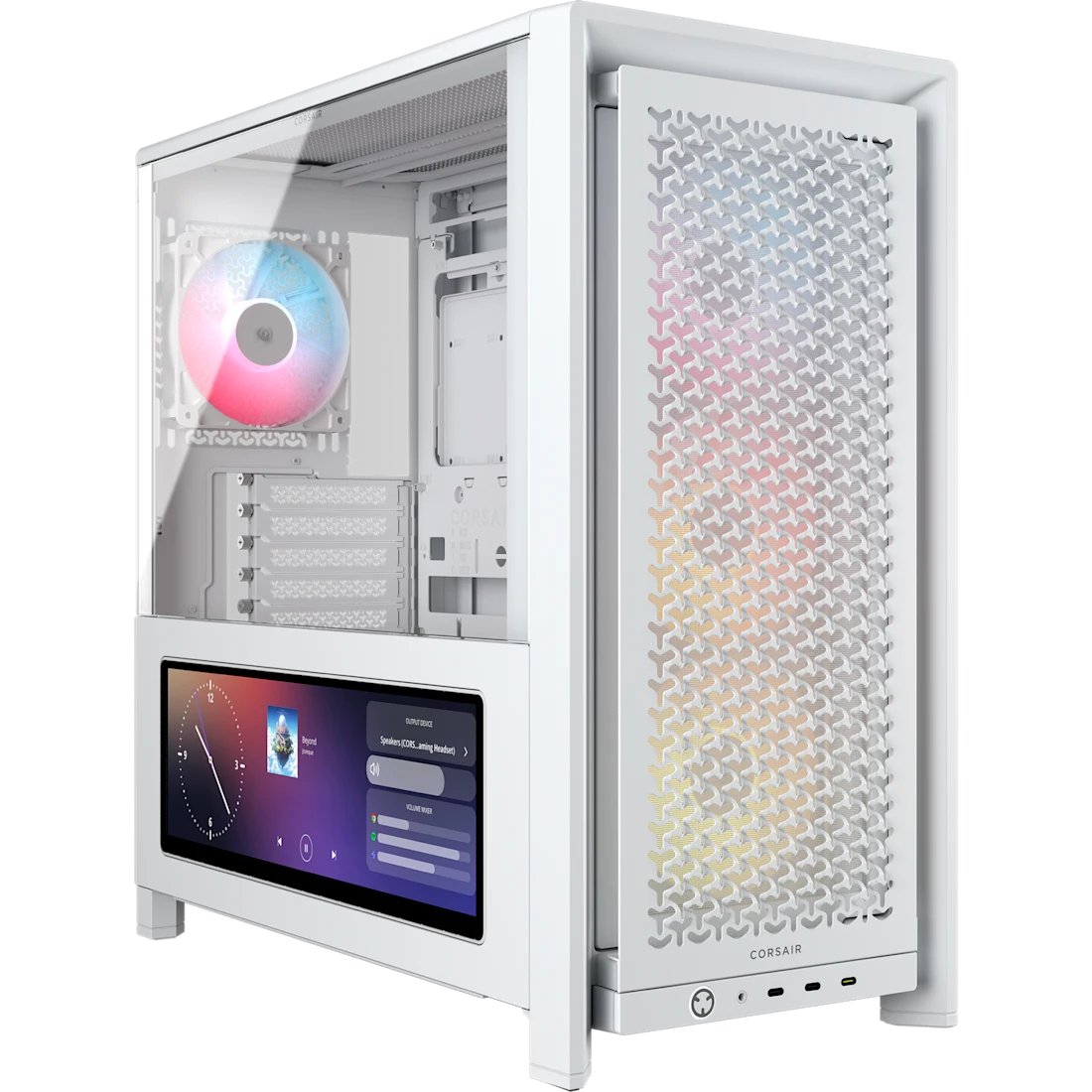 Corsair FRAME 4000D LCD RS ARGB Premium Mid-Tower PC Case; Includes 4x RS120 PWM ARGB Fans; XENEON EDGE; White.