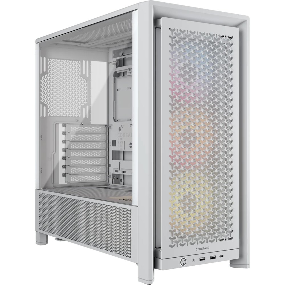 Corsair FRAME 4000D RS ARGB White Mid-Tower PC Case; 2x 3.5'' | 2x 2.5'' Drive Bays; Up to 360mm Radiator; 3x RS ARGB PWM Fans;