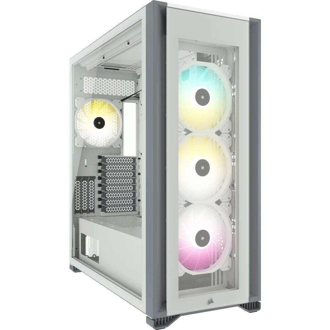 Corsair 7000X RGB White Tempered Glass Mid-Tower; 6x 3.5'' | 3x 2.5'' Drive Bays; 480mm Radiator Compatible; 4x 140mm RGB Fans incl