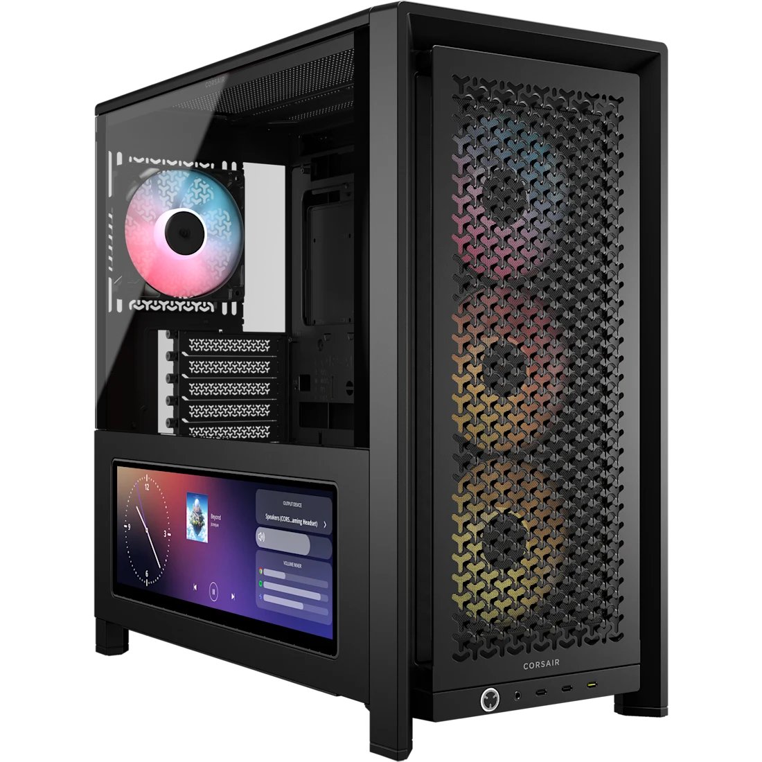 Corsair FRAME 4000D LCD RS ARGB Premium Mid-Tower PC Case; Includes 4x RS120 PWM ARGB Fans; XENEON EDGE; Black.