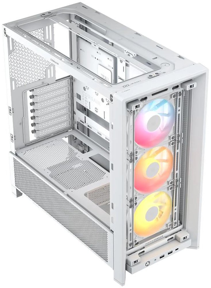 Corsair FRAME 4000D RS White Mid-Tower PC Case; 2x 3.5'' | 2x 2.5'' Drive Bays; Up to 360mm Radiator compatible; 3x RS Fans Incl