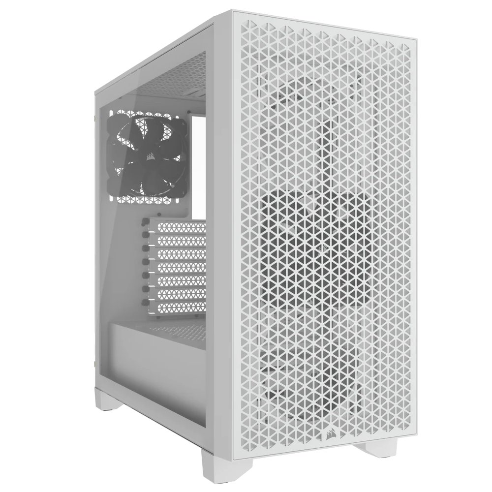 Corsair 3000D AIRFLOW White Mid-Tower PC Case; 2x 3.5'' | 2x 2.5'' Drive Bays; Up to 360mm Radiator compatible; 2x 120mm fan incl