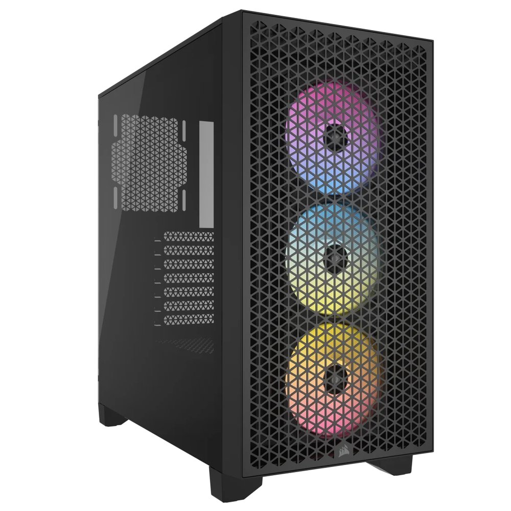 Corsair 3000D RGB AIRFLOW Black Mid-Tower PC Case; 2x 3.5'' | 2x 2.5'' Drive Bays; Up to 360mm Radiator compatible; 3x 120mm fan incl