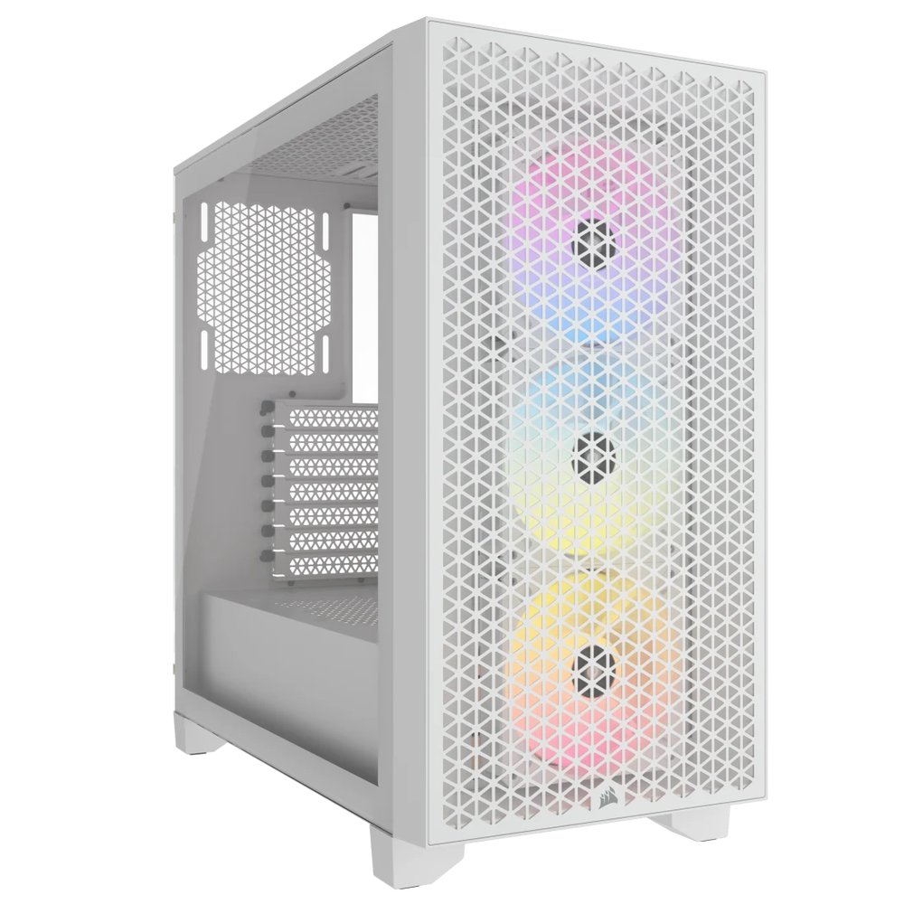 Corsair 3000D RGB AIRFLOW White Mid-Tower PC Case; 2x 3.5'' | 2x 2.5'' Drive Bays; Up to 360mm Radiator compatible; 3x 120mm fan incl