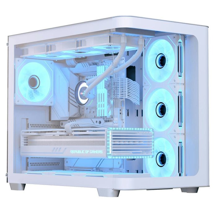 Aerocool P500C White Mid tower case - Includes 120mm ARGB Fan x 4 and 4-port ARGB control hub - ATX - 3x 2.5'' or 2x3.5'' - 360m