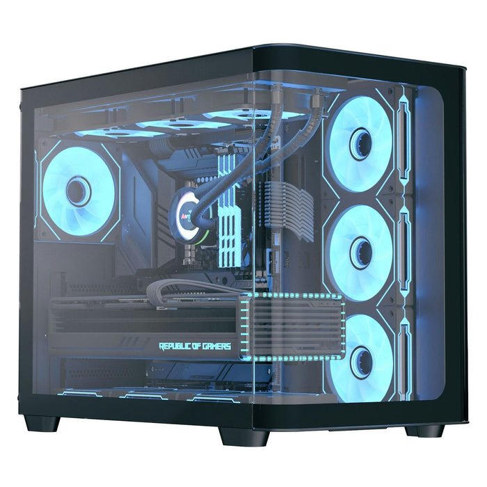 Aerocool P500C Black Mid tower case - Includes 120mm ARGB Fan x 4 and 4-port ARGB control hub - ATX - 3x 2.5'' or 2x3.5'' - 360m