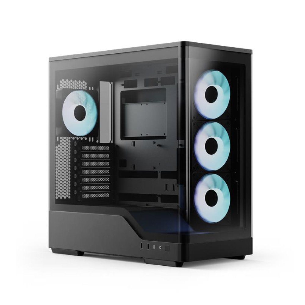 Aerocool P500A Black Mid tower case - Includes 120mm ARGB Fan x 4 and 4-port ARGB control hub - ATX - 3x 2.5'' or 2x3.5'' - 360m