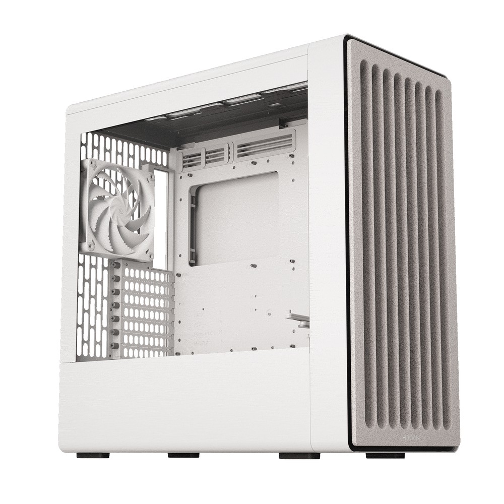 Aerocool HAVN BF 360 Flow White EATX case - Adjustable GPU Bracket - Supports up to 7 fans (2x180; 1x140mm incl) - 2x 3.5'' or 4