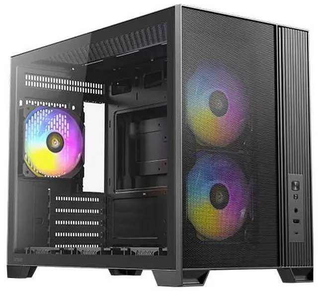 Antec FLUX M Micro-ATX | ITX Mini-Tower Gaming Chassis Wood Front Panel- Black